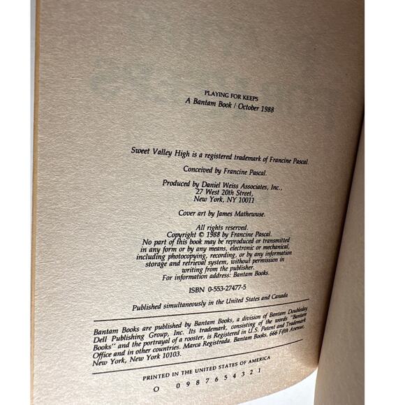 Sweet Valley High 1ST Edition First Print Book #49 Playing For Keeps VTG 1980's - Picture 10 of 10